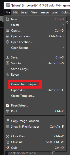 Gimp Overwrite